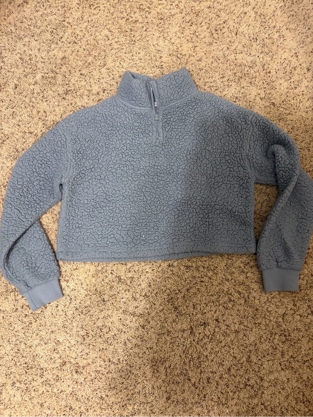 Love Tree Cropped Teddy Jacket in Slate Blue